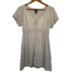 Max Edition‎ Babydoll Tunic Top Crochet Y-Neck Boho Y2K Cottagecore Bella Swan
